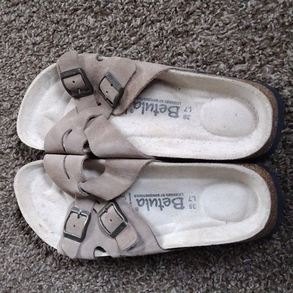 Birkenstock Taupe Suede Double Strap Sandals